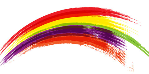 Obraz premium Watercolor brush stroke background, rainbow colors, isolated, for design