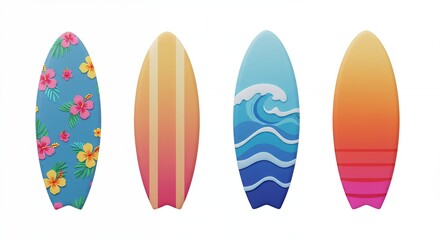 Colorful surfboards illustration design for summer