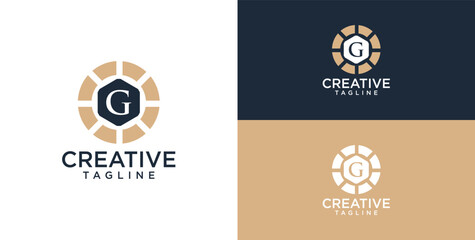 logo and icon of floral ornament with initial G