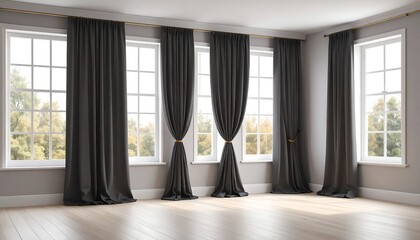 Fototapeta premium Dark Curtains with Bright Room Interior.