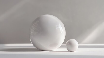 A simple, white studio scene with a half-sphere and small ball for showcasing products.  Perfect for presentations.
