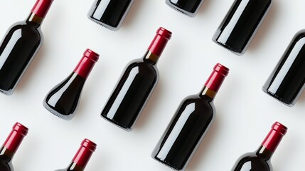 Empty red wine bottles on a white background.  Perfect for label design or branding.
