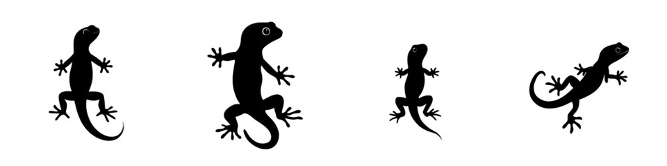 Obraz premium A lizard's silhouette is shown isolated on a white background, presented as a modern icon through illustration design