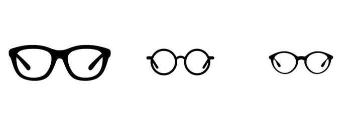 Fototapeta premium The Round Eyeglasses Icon is a simple illustration of round eyeglasses in black and white, ideal for use in branding, website design, or to add sophistication to a project