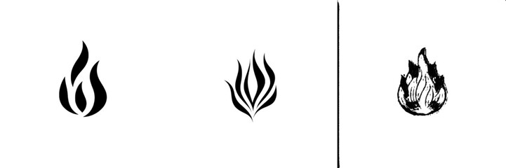 The Abstract Flame Icon features a stylized black flame design ideal for use in branding, logos, and various forms of digital art, with its minimalist aesthetic offering versatility and ease of