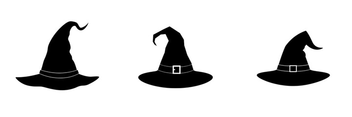 The Witch Hat Icon is a simple yet enchanting silhouette of a witch's hat, ideal for Halloween or magical designs