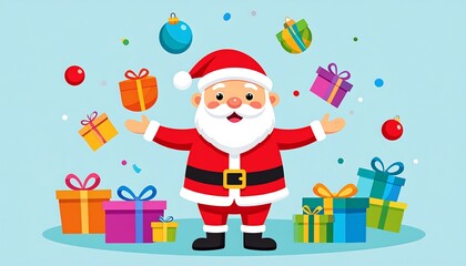 Jolly Santa Juggling Gifts.