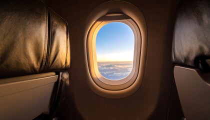 Airplane Window Sunrise View.