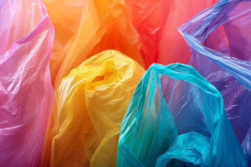 Vibrant symphony of plastic bags showing pollution and environmental issue