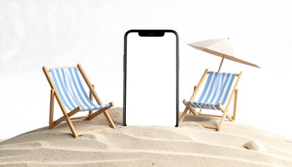 Smartphone mockup on a beach scene