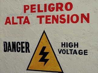Fototapeta premium danger high voltage sign