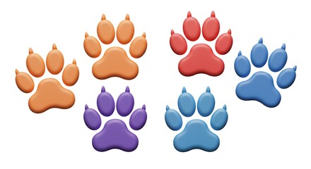 Fototapeta premium Colorful paw prints background image