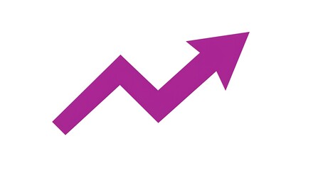 Growth Trajectory Symbol: The clean and modern illustration of a purple arrow, pointing upwards in a dynamic zig-zag pattern, representing the upward movement of a growing trend or business