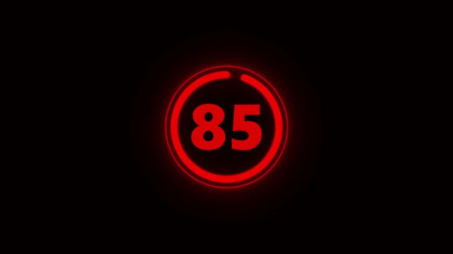 Futuristic red Neon Number 90-0 Countdown. Countdown movie from 90 to 0 number. Minute countdown timer animation, Countdown from animation background.