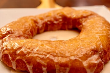 Large Doughnut Cake on a White Plate