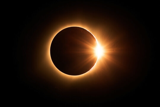 Stunning cosmic view of a total solar eclipse with diamond ring effect