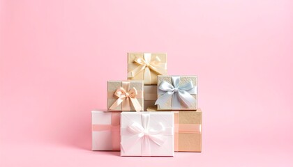 Stacked gift boxes in pastel colors