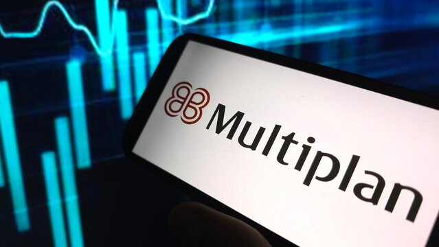 Konskie, Poland - August 24, 2025: Multiplan Empreendimentos Imobiliarios company logo displayed on mobile phone