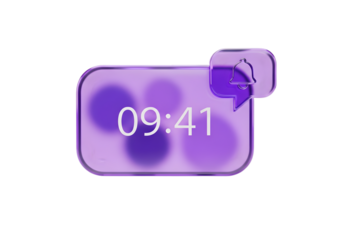 Modern digital interface displays time 09:41 with a notification bell icon, perfect for tech concepts.