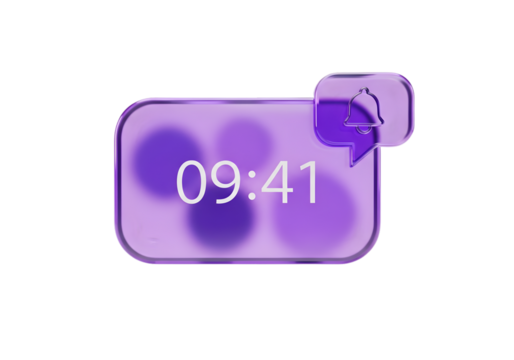 Modern digital interface displays time 09:41 with a notification bell icon, perfect for tech concepts.