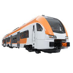 Fototapeta premium Modern High-Speed Train, Orange and White Design, Transportation Stock Photo