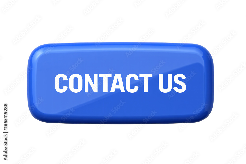 Aufkleber blue glossy rectangular button with white text contact us isolated on transparent background