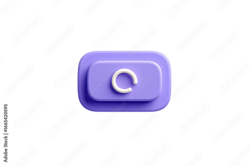 Aufkleber 3d rendered purple rounded square button with a white circular arrow icon isolated on transparent ba