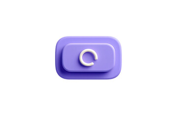 3d rendered purple rounded square button with a white circular arrow icon isolated on transparent background