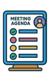 Meeting agenda checklist displayed on a computer screen meeting agenda template updateboard