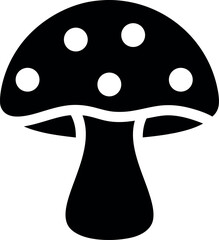 Spotted Mushroom Silhouette Vector Illustration with Rounded Cap and Tapered Stem