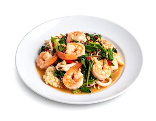 Delicious seafood stir-fry on a plate