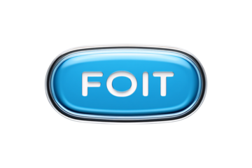 Glossy blue oval button with white text foit isolated on transparent background