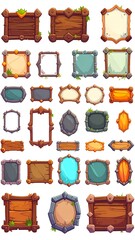 Collection of cartoon wooden signs