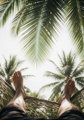 Feet in Hammock Under Palm Trees: Tropical Relaxation