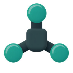 Triangular molecule structure flat 3D icon.
