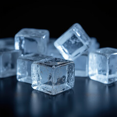 ice cubes on black background