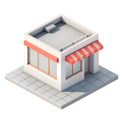3d store icon, white background, png.