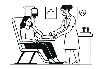 Nurse administering iv drip to patient in medical clinic setting