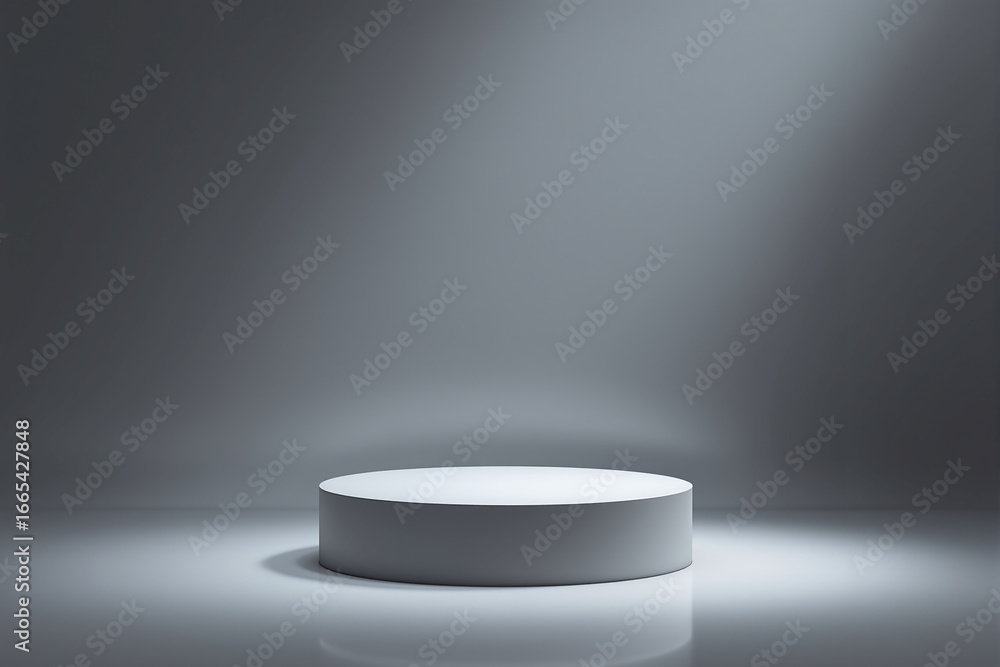 Poster clean minimalist product pedestal with soft gradient lighting and fog effec