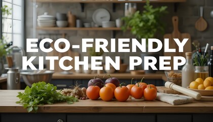 Naklejka premium Sustainable Kitchen with Fresh Ingredients