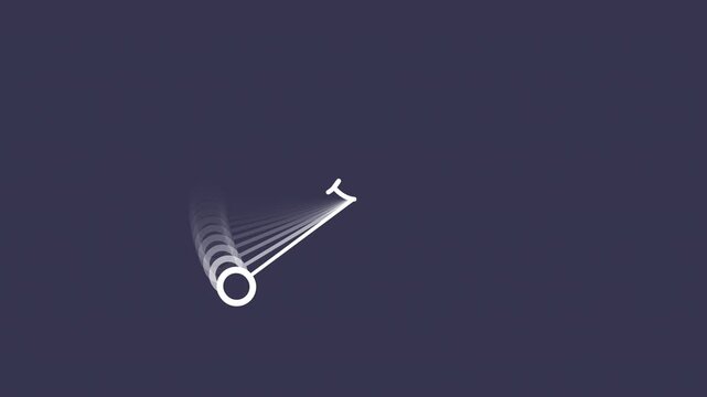 Animation of a schematic pendulum swinging infinitely. Foucault pendulum. Logo of a swinging pendulum.