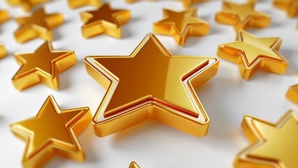A row of gold stars are arranged in a pattern on a white background. The stars are all the same size and shape, and they are evenly spaced out. The overall effect is one of uniformity and order