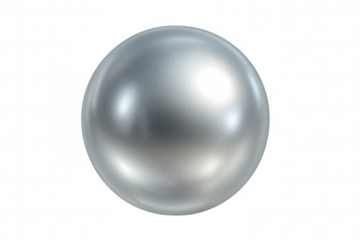 Metallic silver sphere reflecting light, symbolizing innovation, luxury, and cutting-edge technology against transparent backdrop