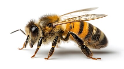 Vibrant Bee Isolated on White Background for Graphic Design Projects