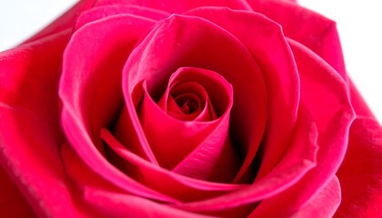 Close-up view of a vibrant, deep pink rose, showcasing detailed petal structures and a delicate center.