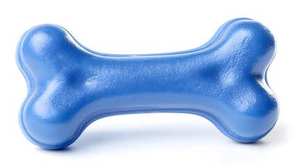 Fototapeta premium Blue Rubber Dog Bone Isolated on White Background - Professional Pet Toy Photography
