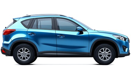 Blue SUV Car Side View Isolated on White Background