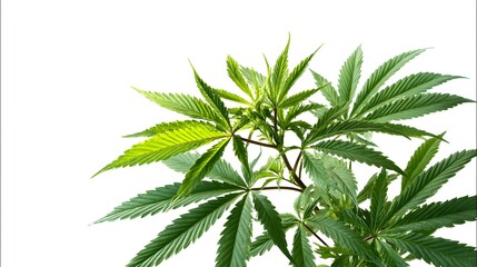 Fresh Cannabis Leaves on White Background - Professional Botanical Photography
