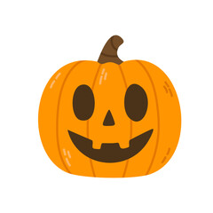 Halloween pumpkin with big round eyes and smile. Cute vector clipart for holiday design