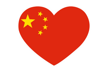 China heart flag vector- flag of China in heart shape vector